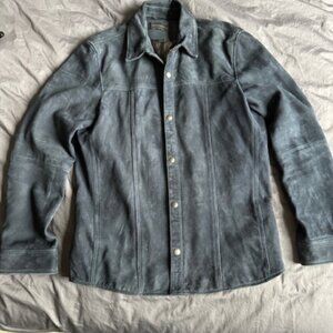 John Varvatos Blue Suede Shirt Jacket
